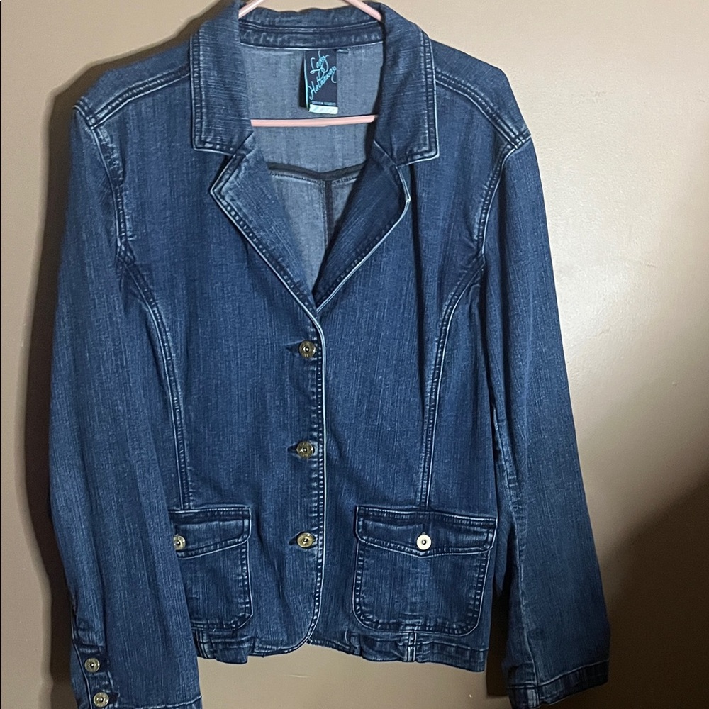 😄Retro denim Jean jacket blazer pockets drop shoulders